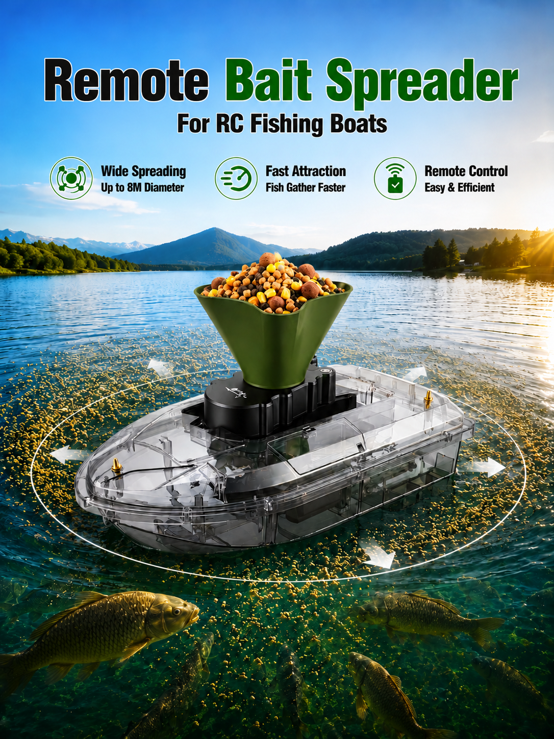 360° Rotating Bait Dispenser & - Fishing Gps ulasan dan harga