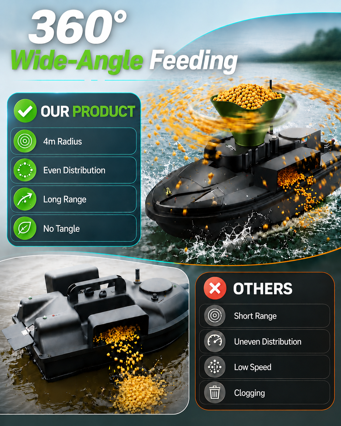 360° Rotating Bait Dispenser & - Fishing Gps ulasan dan harga